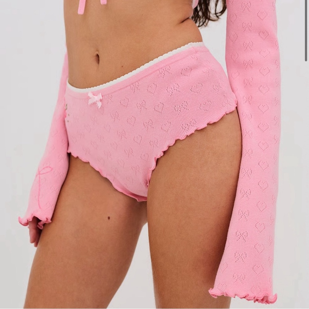 For Love And Lemons Pink Heart Pattern Shorts